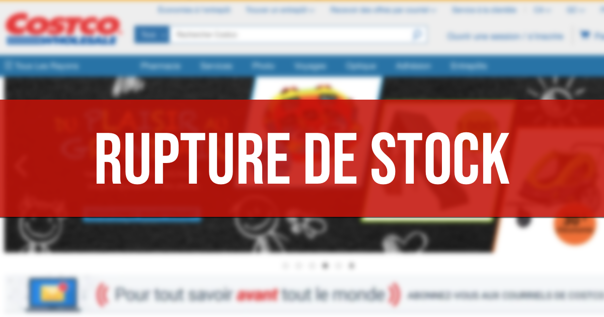Rupture de stock sur le site web de Costco